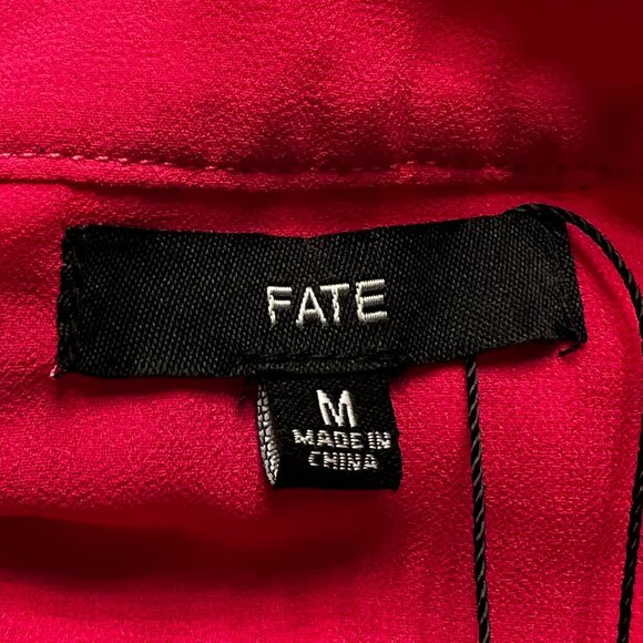 NWT FATE Brigtht Pink Sleeveless Pleated Blouse Size Medium - Picture 6 of 8